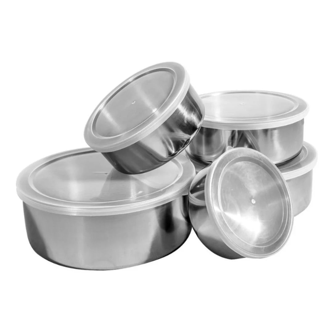 Kit com 5 Potes de Alumínio com Tampa