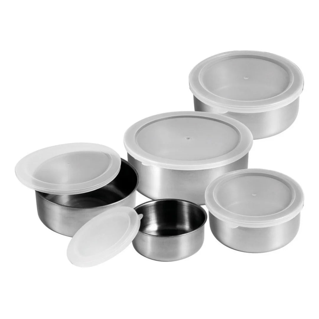 Kit com 5 Potes de Alumínio com Tampa