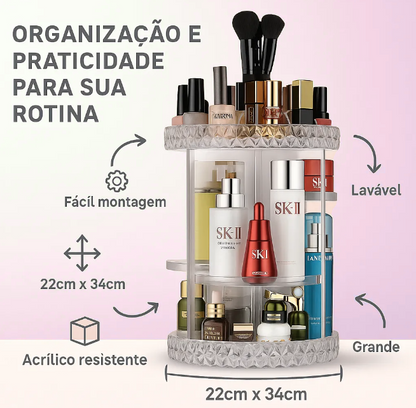 Organizador de Cosméticos e Maquiagem Acrílico 360º